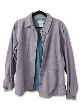Chadwicks Lavender Suede Button-Front Shirt Jacket